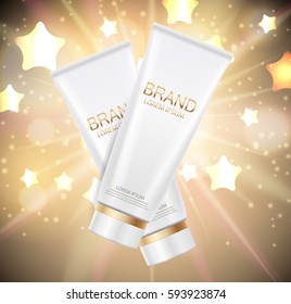 Design Cosmetics Product  Template for Ads or Magazine Background. 3D Realistic Vector Iillustration. EPS10