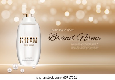 Design Cosmetics Product  Template for Ads or Magazine Background. Shower Cream. 3D Realistic Vector Iillustration. EPS10