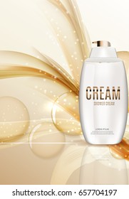 Design Cosmetics Product  Template for Ads or Magazine Background. Shower Cream. 3D Realistic Vector Iillustration. EPS10
