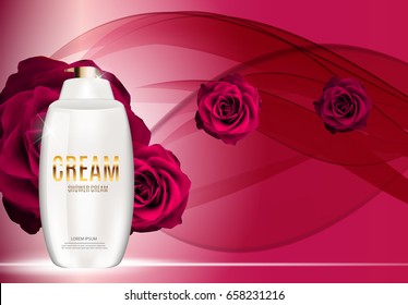 Design Cosmetics Product  Template for Ads or Magazine Background. 3D Realistic Vector Iillustration. EPS10