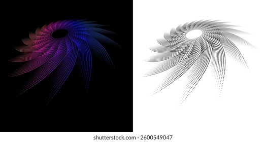 Design for Cosmetics, Skincare, Beauty, Spa, Wellness for Banner, Web-design, Brochure. Flowing Lines Icon, Logo, and Background made of Circular Dots, Lines, and Spirals. Patterns Vector Illustration