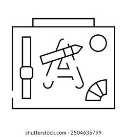 Icono de línea de cursos de diseño. Vector de cursos de diseño. Ilustración negra de contorno aislado