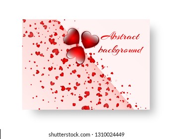 The design of the cover of the catalog with bright scarlet hearts for a romantic design for St. Valentine's Day