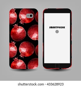 Design for the cover of the phone. Cover with pomegranates.