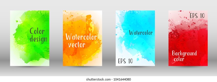 Design cover with a picture of watercolor spray. A set of rectangular objects for the design of a cover, a poster, a banner, a notebook, an album. Vector. EPS 10.