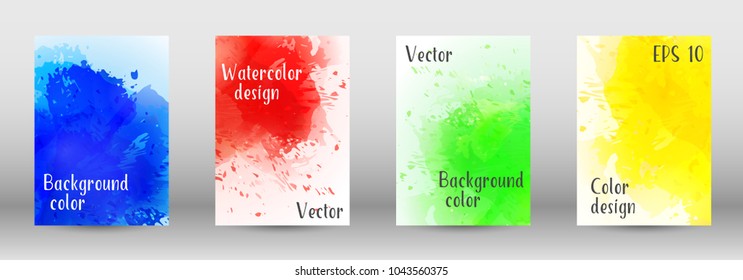 Design cover with a picture of watercolor spray. A set of rectangular objects for the design of a cover, a poster, a banner, a notebook, an album. Vector. EPS 10.