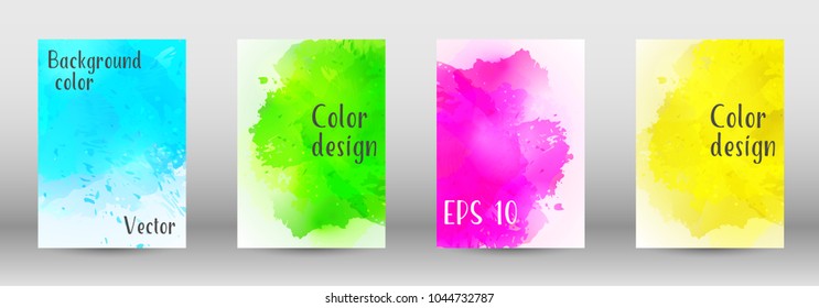 Design cover with a picture of watercolor spray. A set of rectangular objects for the design of a cover, a poster, a banner, a notebook, an album. Vector. EPS 10.