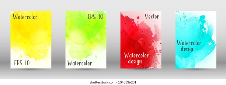 Design cover with a picture of watercolor spray. A set of rectangular objects for the design of a cover, a poster, a banner, a notebook, an album. Vector. EPS 10.