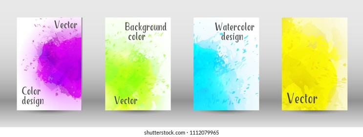 Design cover with a picture of watercolor spray. A set of rectangular objects for the design of a cover, a poster, a banner, a notebook, an album. Vector. EPS 10.