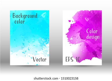 Design cover with a picture of watercolor spray. A set of rectangular objects for the design of a cover, a poster, a banner, a notebook, an album. Vector. EPS 10.