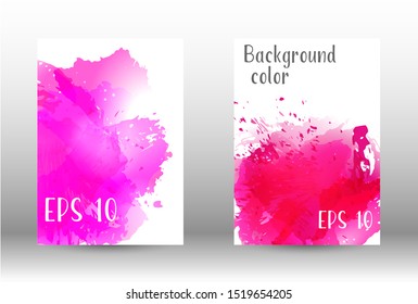 Design cover with a picture of watercolor spray. A set of rectangular objects for the design of a cover, a poster, a banner, a notebook, an album. Vector. EPS 10.