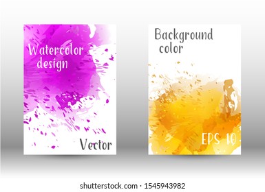 Design cover with a picture of watercolor spray. A set of rectangular objects for the design of a cover, a poster, a banner, a notebook, an album. Vector. EPS 10.