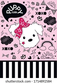 Design cover puppy cute notebook copybook poster