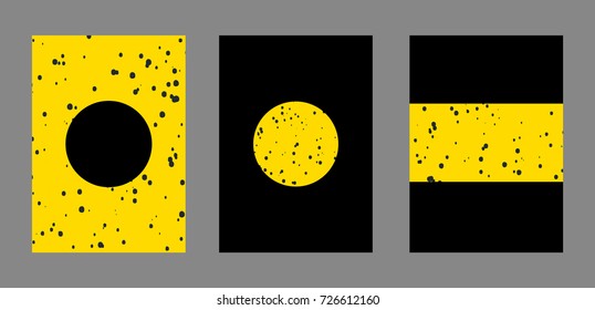 Design of cover. Set of typographical templates for print covers of books, reports, albums, magazines notebooks. Minimalistic flat, memphis style with dots, circles, geometric. Abstract background