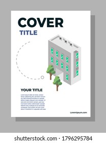 DESIGN COVER TEMPLATE, with building flat illustration, it good for banner design, poster, or annual report cover  