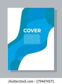 PLANTILLA DE CUBIERTA DE DISEÑO con formas geométricas, es buena para diseño de pancartas, afiches o portada de informe anual con color azul