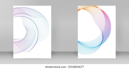 Design cover template for Healthy Lifestyle, Fitness, Medical, Wellness, Organic for Web-design, Banner, Brochure. Icon, Logo, and Background made of Circular Dots, Lines, and Spirals. Holyday  Vector