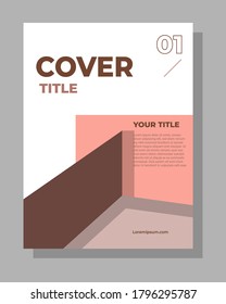 PLANTILLA DE CUBIERTA DE DISEÑO, con formas geométricas rectangulares, es buena para diseño de pancartas, afiches o portada de informe anual con   colores de colaboración de tonos marrones