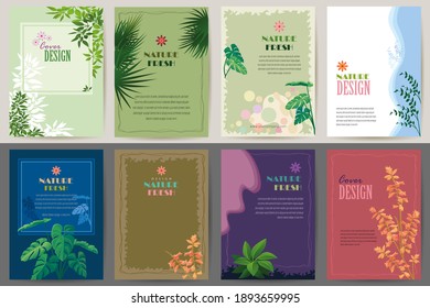 Cuadros de diseño basados en la naturaleza con elementos como hojas, flores y plantas.