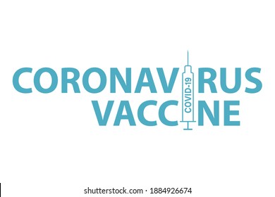 Design of the Covid-19 vaccine logo. Vector design of the printing house. Isolated logo design on white background. Medical syringe for injection. The concept of vaccination and control of coronavirus