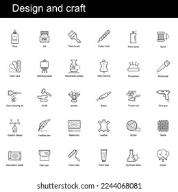 Design and craft icons Vector set. 30 of high quality black outline icons.