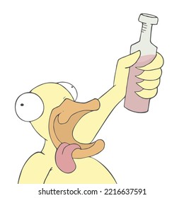 Design of crazy drunk duck