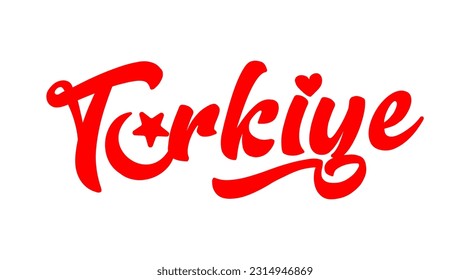 El diseño es creado con un icono de la media luna y la estrella junto con un corazón, y dice "Turkiye".