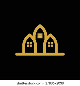 Design is created in the style of flat flat minimalist which forms the Home in yellow