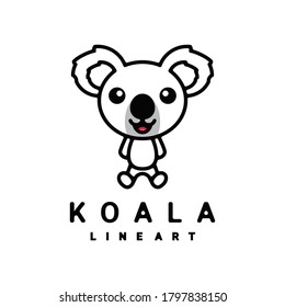 Design is created in the style of line art which forms the Koala for logos, t-shirts or as you wish