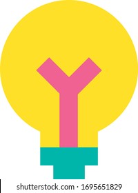 Design Creative Abstract Electric Lightbulb Icon. Symbol of Intelligent, Solution and Idea Incandescent Lamp Sign. Light Equipment Illumination Technology Concept Template Vector Flat