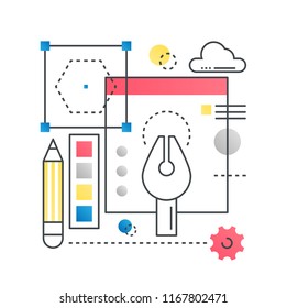 Design, creative idea concept vector concept in trendy line with gradient flat color.