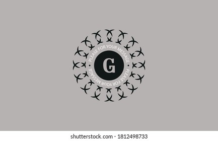 Design of a creative round monogram with the letter of the alphabet G. Abstract logo of a restaurant, hotel, business. Can be used for invitations, booklets, postcards.
