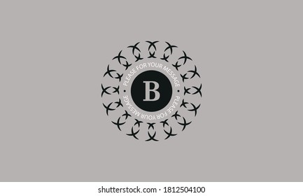 Design of a creative round monogram with the letter of the alphabet B. Abstract logo of a restaurant, hotel, business. Can be used for invitations, booklets, postcards.
