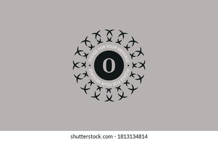 Design of a creative round monogram with the letter of the alphabet O. Abstract logo of a restaurant, hotel, business. Can be used for invitations, booklets, postcards.