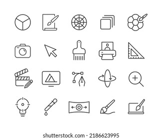 Design and Creativity - Editable Stroke Line Icons Set