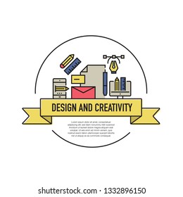 DESIGN AND CREATIVITY LINE ICON SET