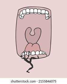 Design of creature in open mouth
