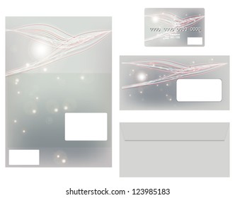 Design Of A Credit Card, Cover Letter And Envelope. Vector Illustration