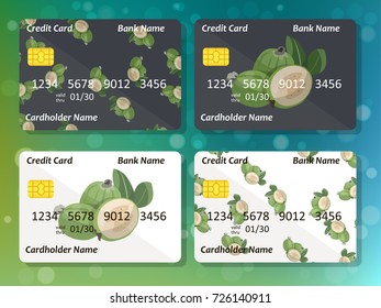 Design for credit card with feijoa. Bank or business collection. Feijoa on frontal side of credit or gift card