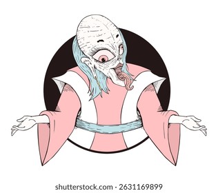 Design of creepy kabuki woman draw