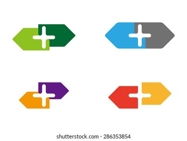 Design cross element. Vector arrows icon template. You can use in energy, machine, religion and medical concept of pattern. 