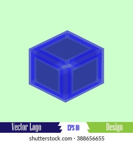 Design cube logo, blue transparent cube, vector EPS 10