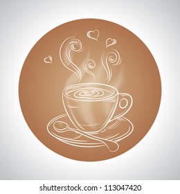 Design with cup of coffee and place for text