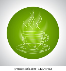 Design with cup of tea and place for text.