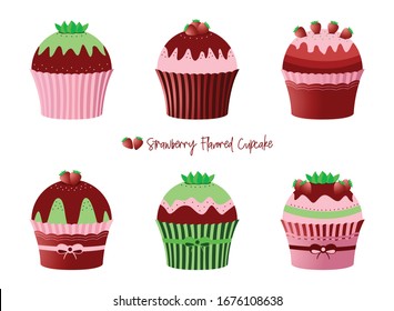 Design cupcakes with strawberry flavor