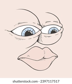 Design of curious face draw