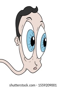 design of curious man looking
