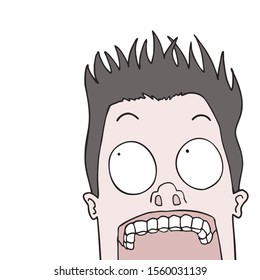 design of curious man looking