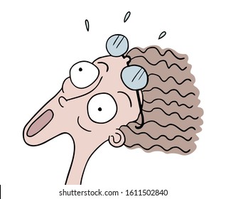 design of curious man looking