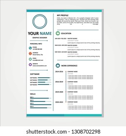 design curriculum vitae template is very cool in elegen blue color